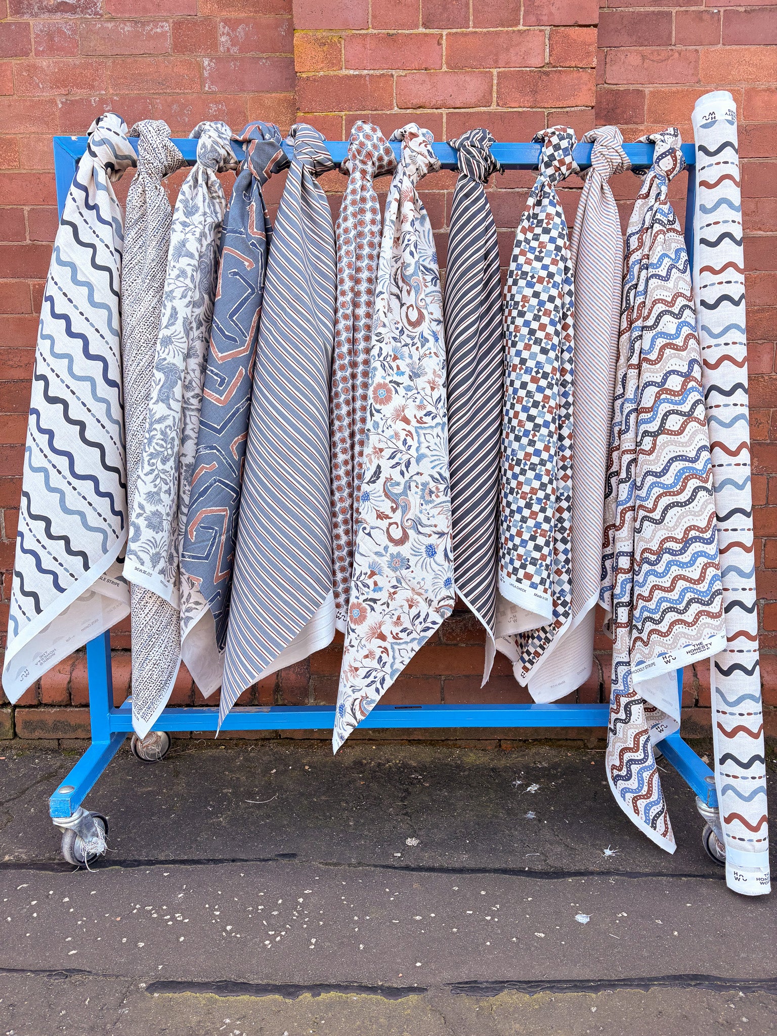 Wiggle Stripe - Navy | Luxury Pencil Pleat Curtains - The Honesty Works