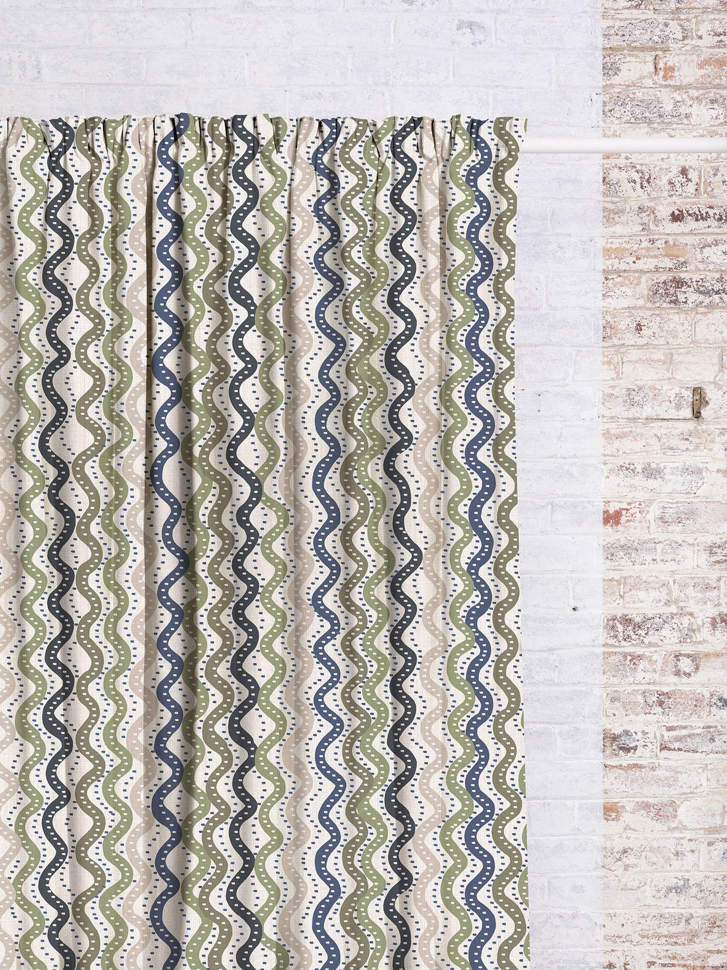 Shoogly Stripe - Moss | Luxury Pencil Pleat Curtains - The Honesty Works