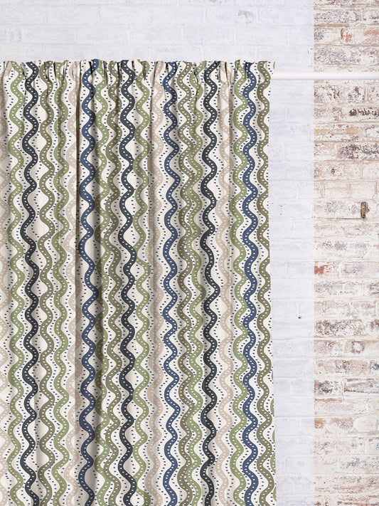 Shoogly Stripe - Moss | Luxury Pencil Pleat Curtains - The Honesty Works