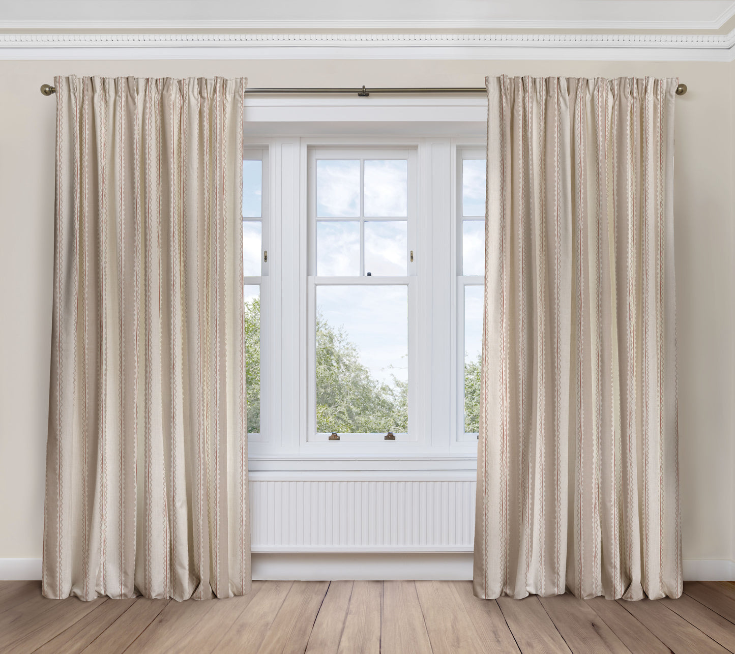 Soranna Stripe - Oat | Luxury Pencil Pleat Curtains