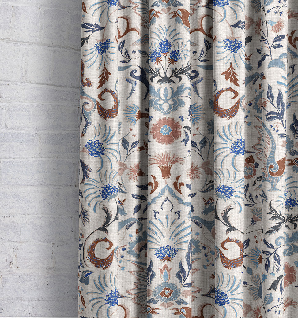 Astrid - Rust Blue | Luxury Pencil Pleat Curtains