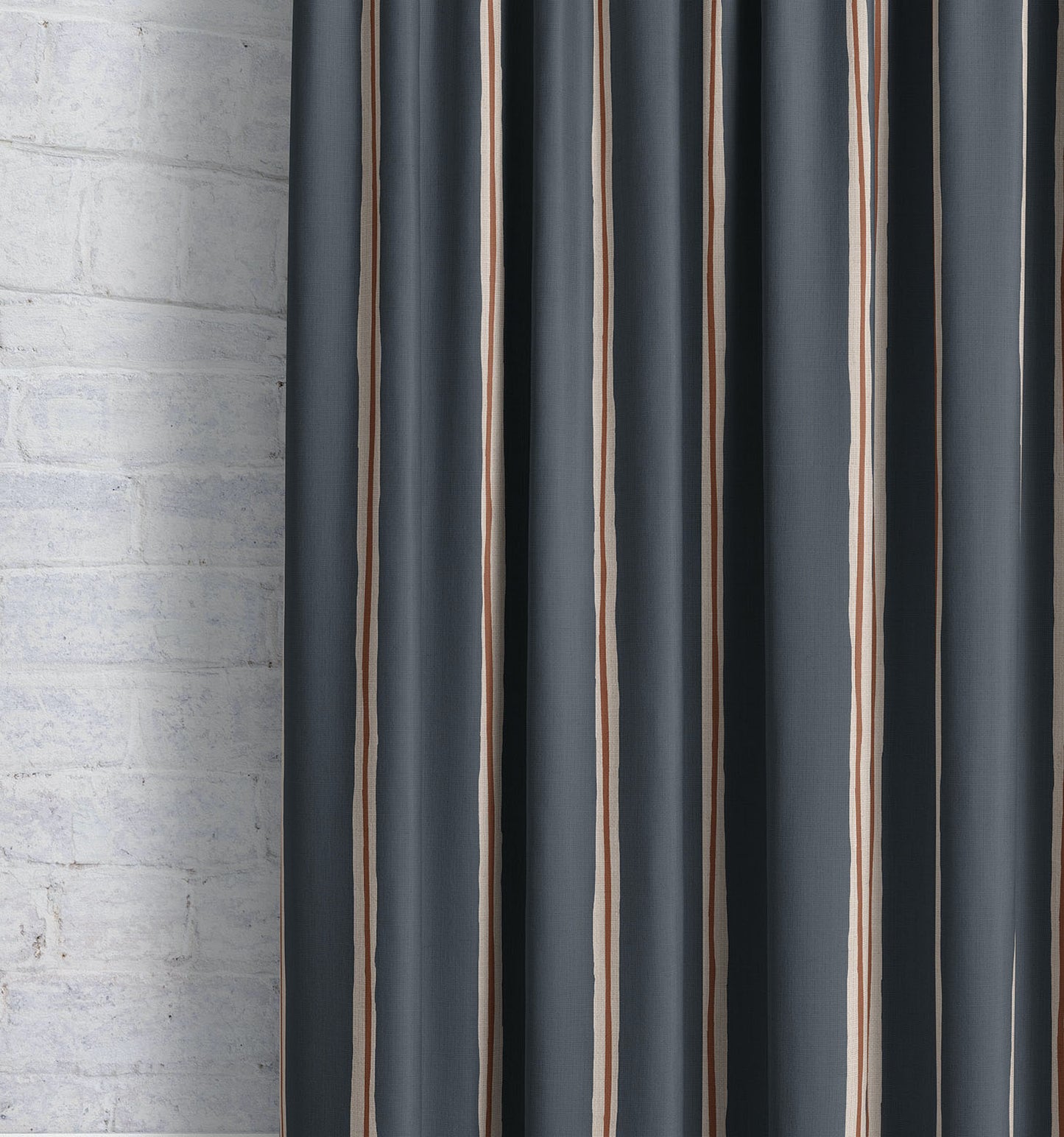 Ayrshire Stripe - Navy | Luxury Pencil Pleat Curtains - The Honesty Works