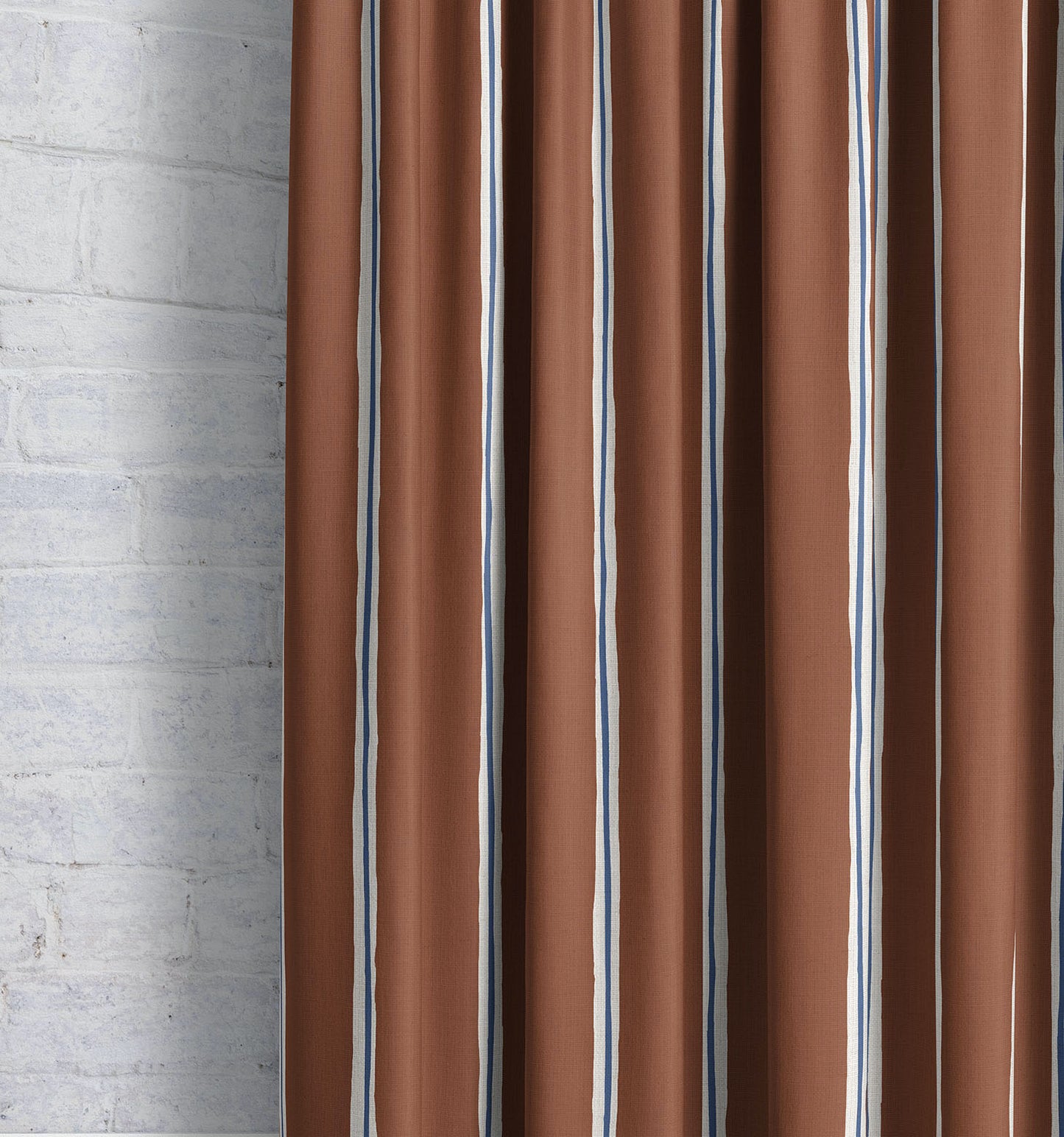 Ayrshire Stripe - Terracotta | Luxury Pencil Pleat Curtains - The Honesty Works