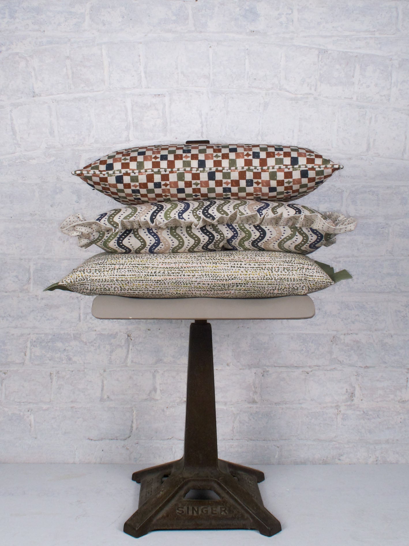 Layla Check - Terracotta Moss 30cmx50cm - The Honesty Works