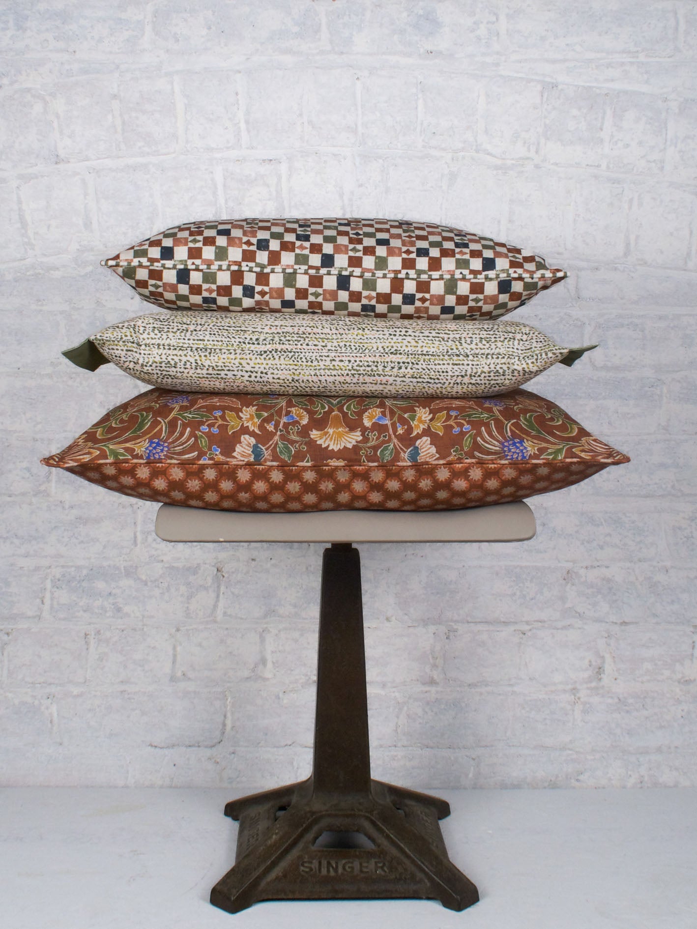 Layla Check - Terracotta Moss 30cmx50cm - The Honesty Works
