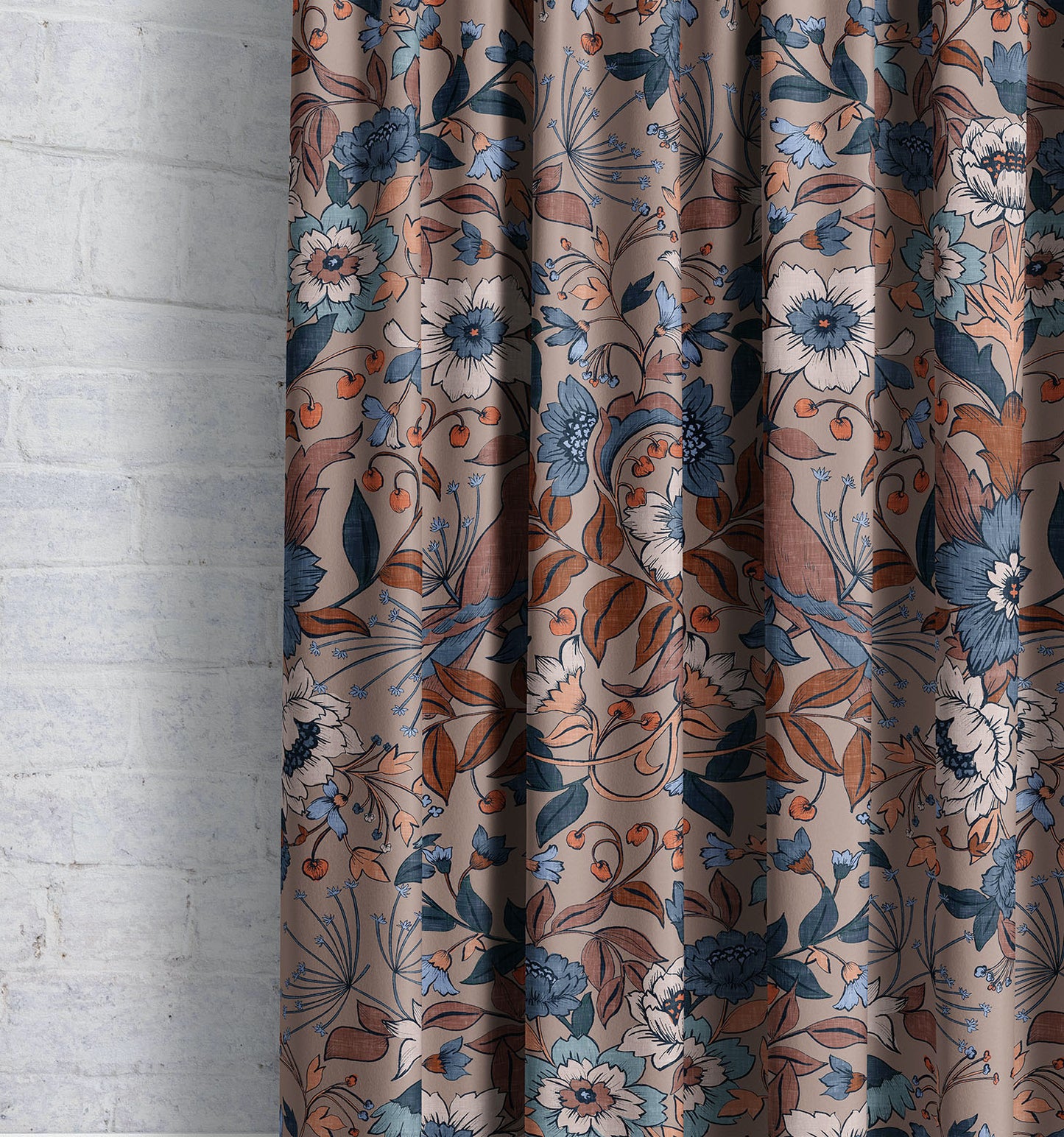 Hidden Valley- Clay | Luxury Pencil Pleat Curtains - The Honesty Works