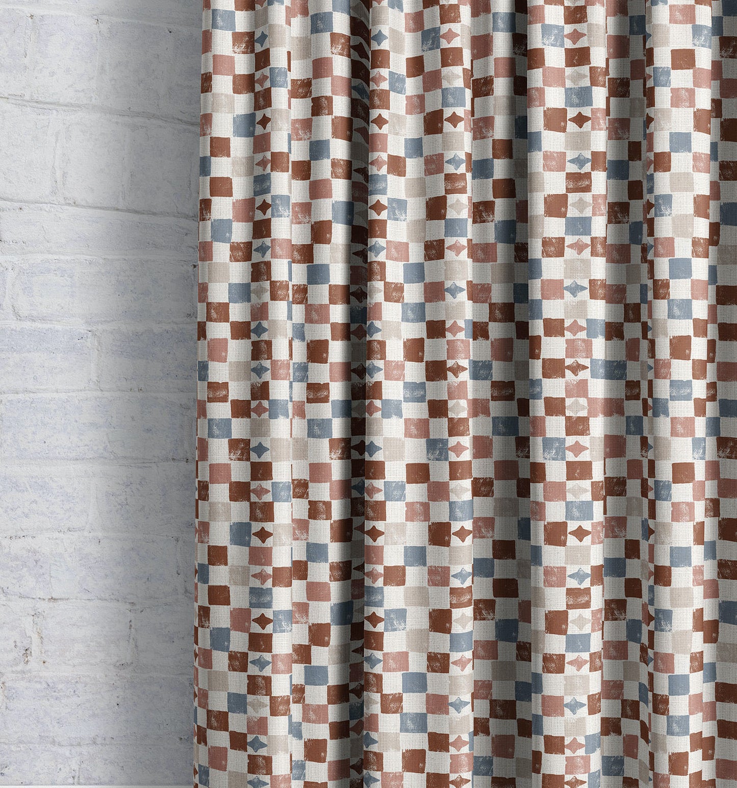 Layla Check- Dusk | Luxury Pencil Pleat Curtains