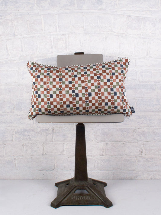 Layla Check - Terracotta Moss 30cmx50cm - The Honesty Works