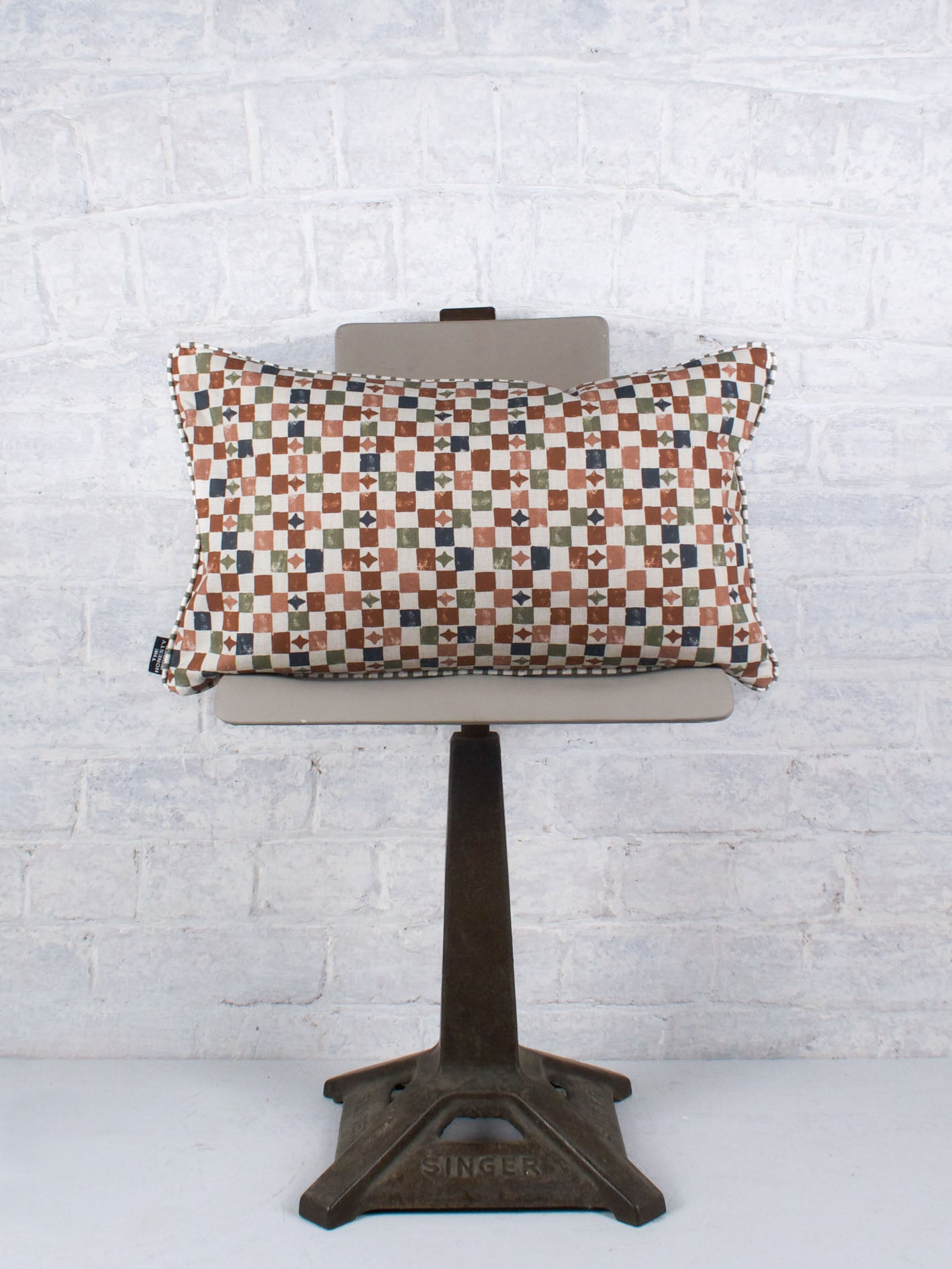 Layla Check - Terracotta Moss 30cmx50cm - The Honesty Works