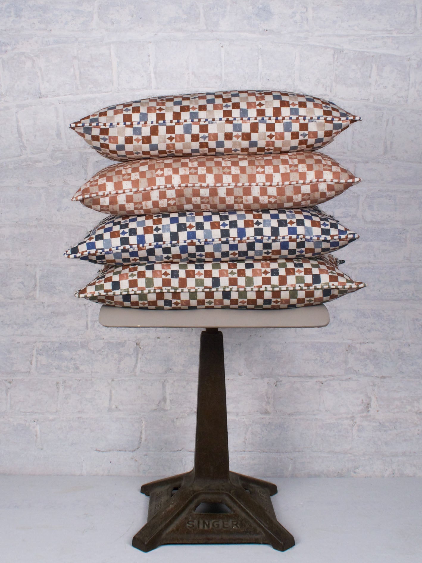 Layla Check - Terracotta Moss 30cmx50cm - The Honesty Works