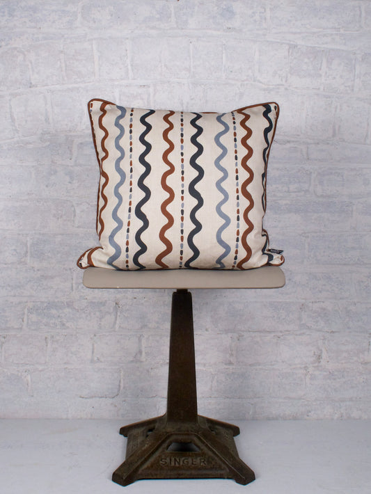Wiggle Stripe - Rust Blue 43cmx43cm - The Honesty Works