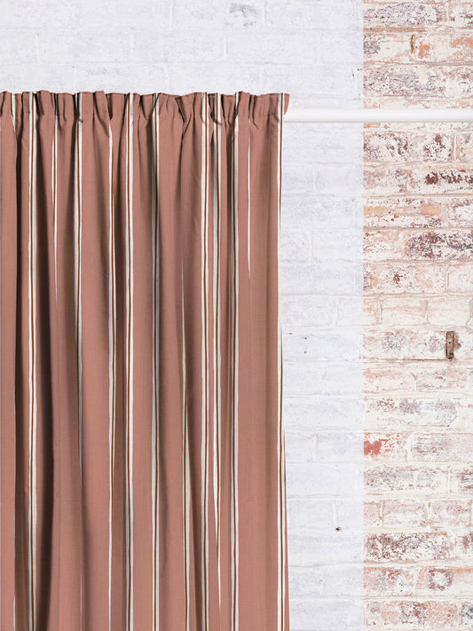 Ayrshire Stripe - Clay | Luxury Pencil Pleat Curtains - The Honesty Works