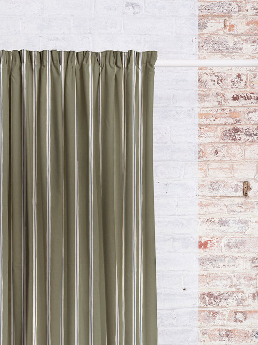 Ayrshire Stripe - Moss | Luxury Pencil Pleat Curtains - The Honesty Works