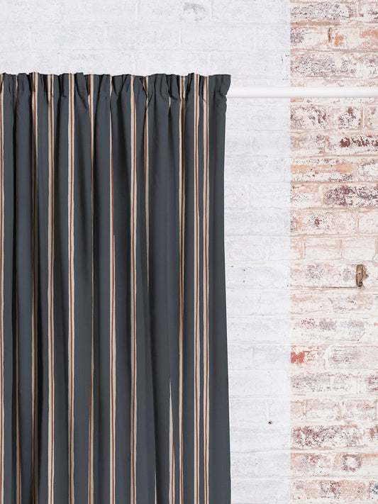 Ayrshire Stripe - Navy | Luxury Pencil Pleat Curtains - The Honesty Works