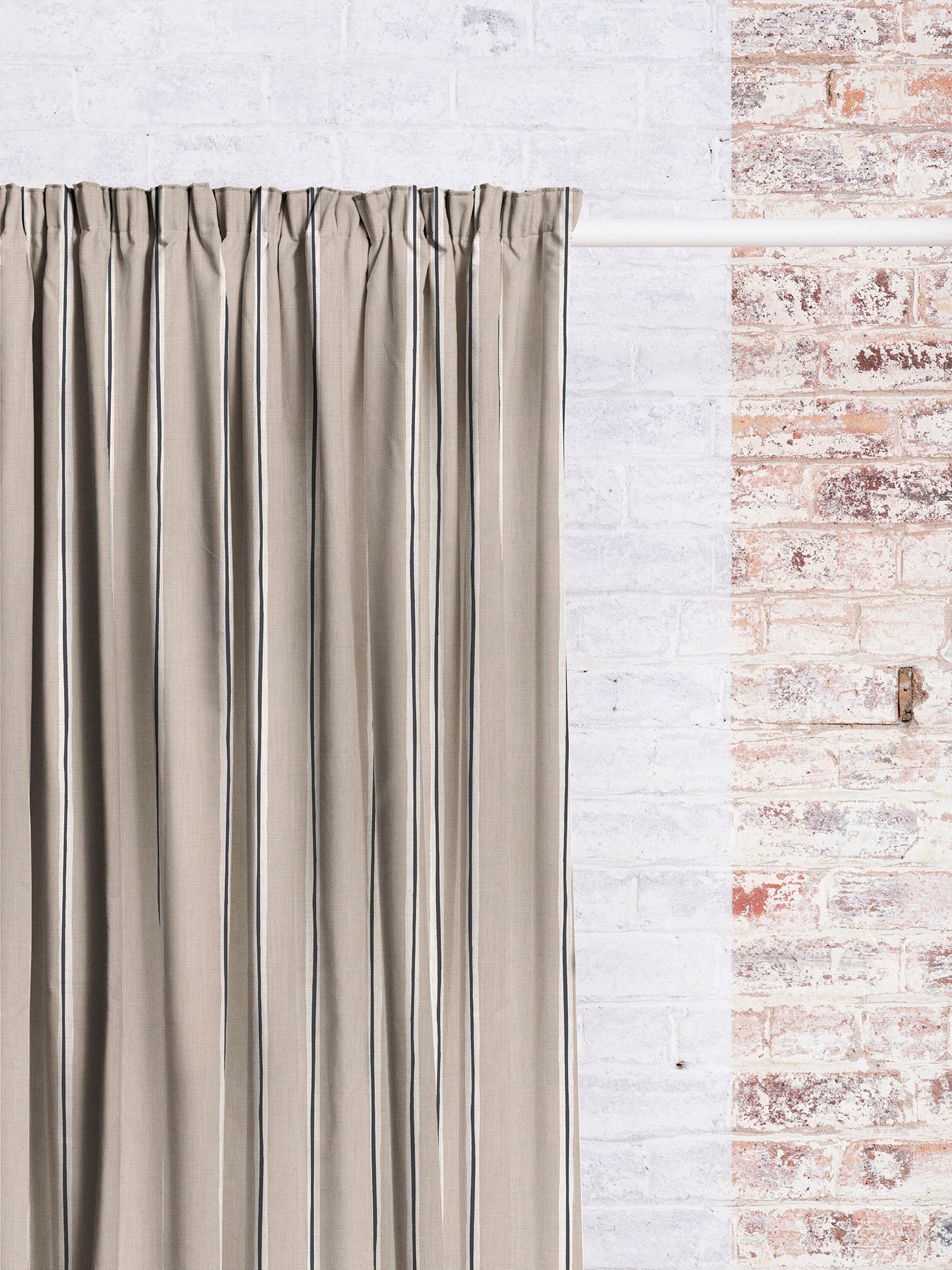 Ayrshire Stripe - Oat | Luxury Pencil Pleat Curtains - The Honesty Works