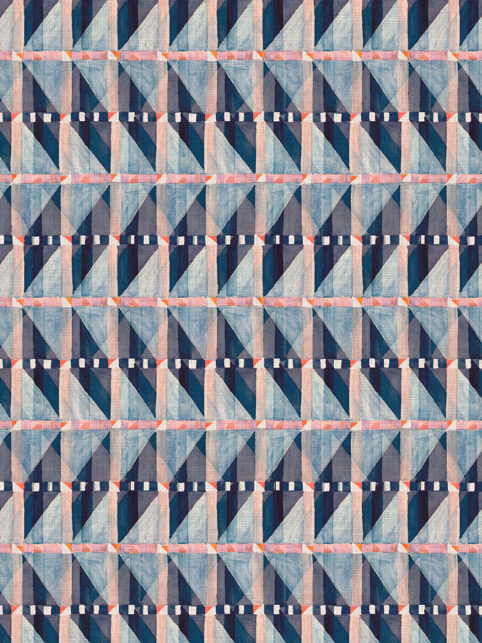 Beck Geo- Navy | Luxury Pencil Pleat Curtains