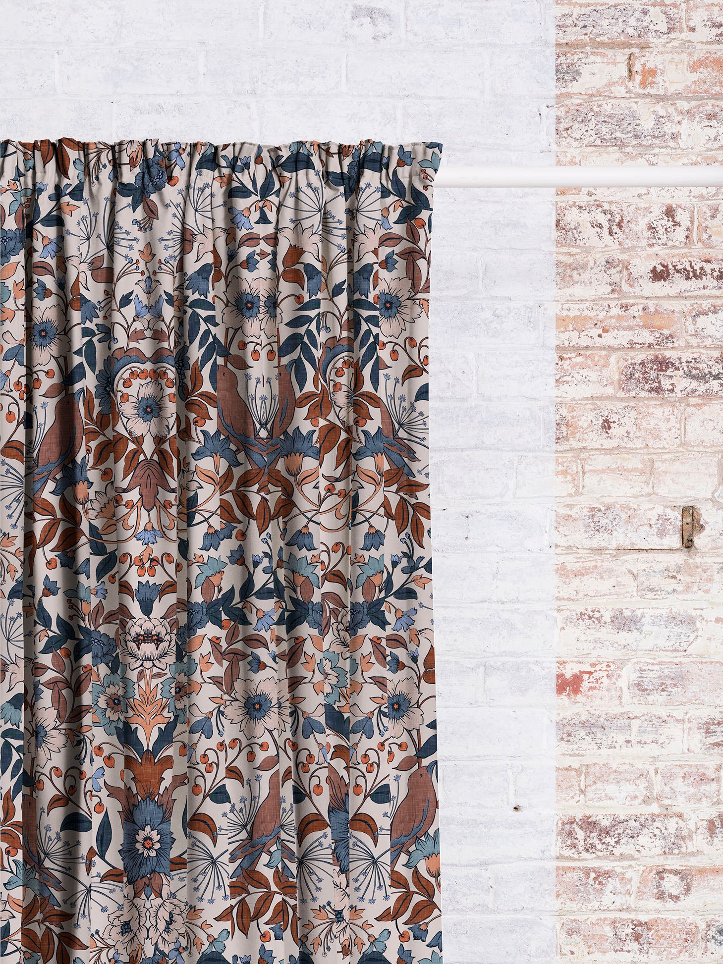 Hidden Valley- Terracotta | Luxury Pencil Pleat Curtains - The Honesty Works