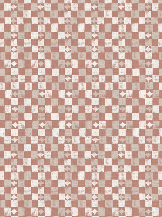 Layla Check- Clay | Luxury Pencil Pleat Curtains - The Honesty Works