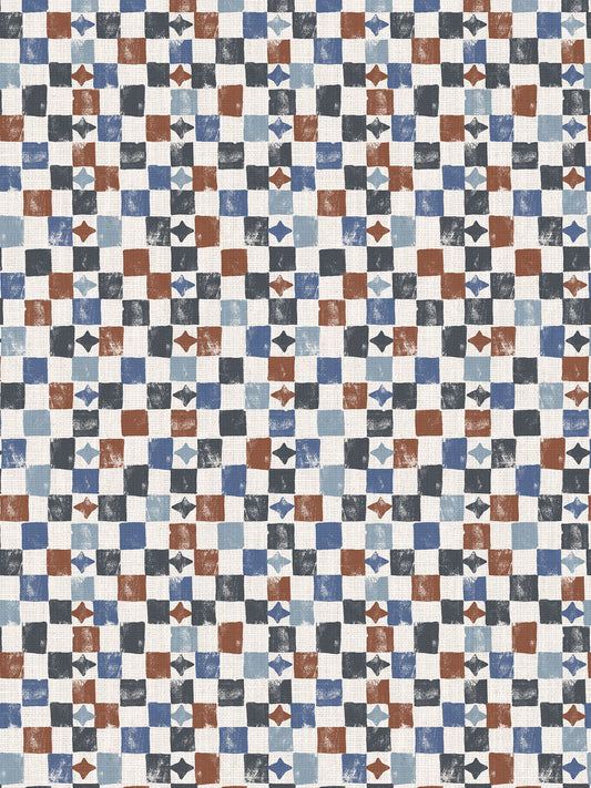 Layla Check- Navy | Luxury Pencil Pleat Curtains - The Honesty Works