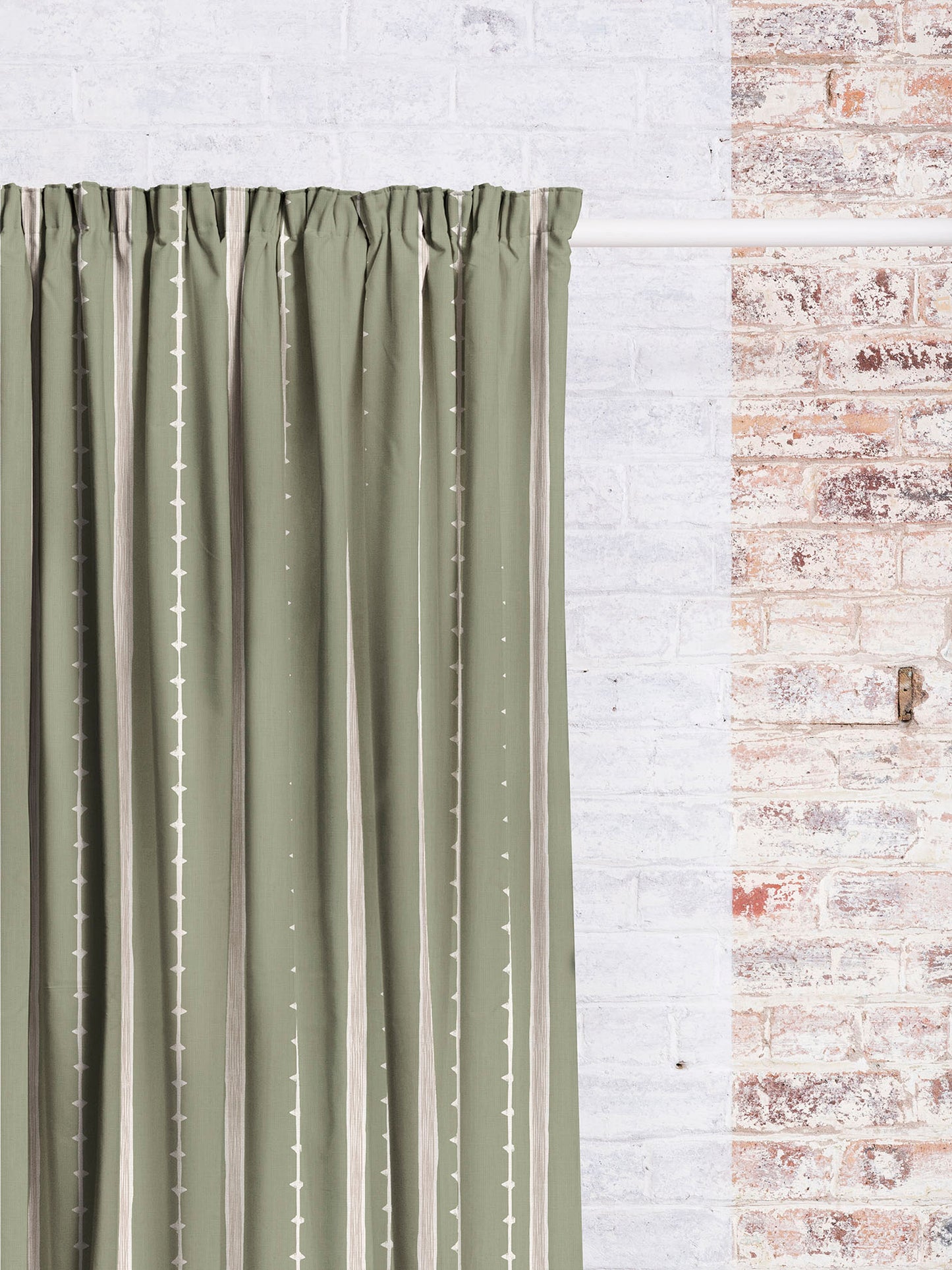 Remy Stripe - Moss | Luxury Pencil Pleat Curtains