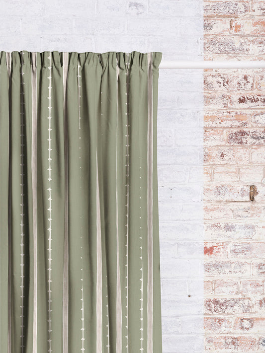 Remy Stripe - Moss | Luxury Pencil Pleat Curtains - The Honesty Works