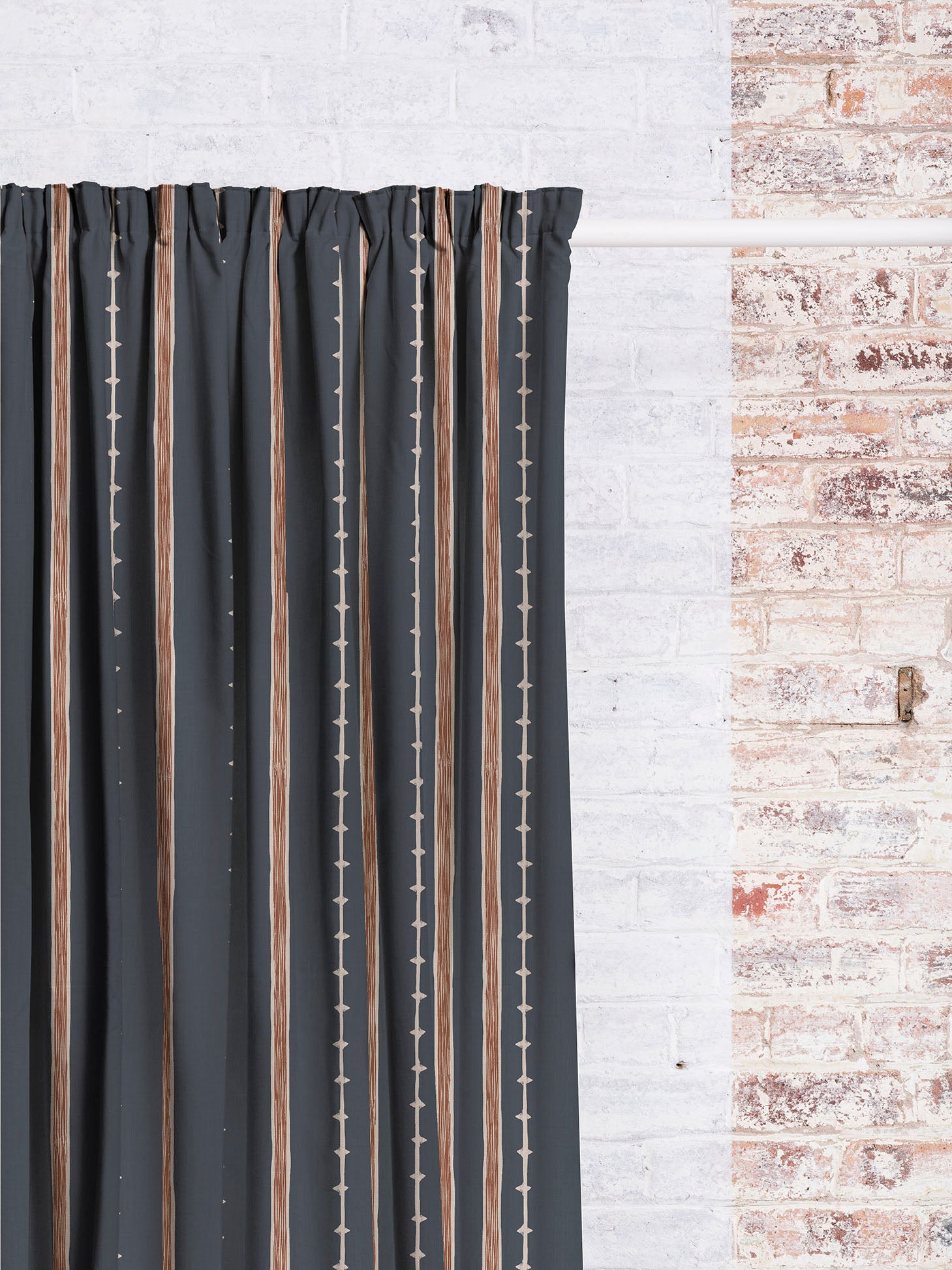 Remy Stripe - Navy | Luxury Pencil Pleat Curtains - The Honesty Works