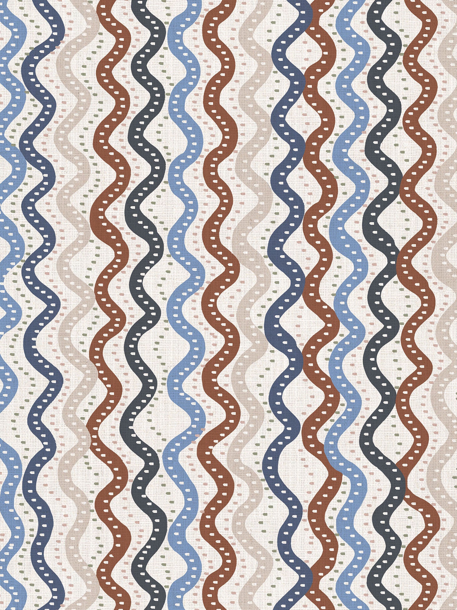 Shoogly Stripe - Rust Blue | Luxury Pencil Pleat Curtains - The Honesty Works
