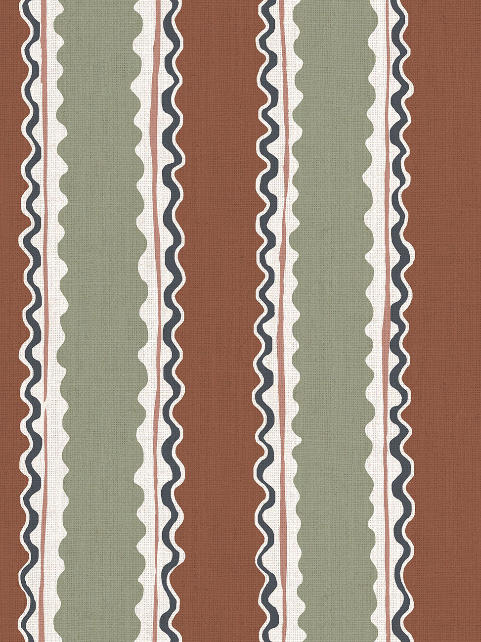 Soranna Stripe - Terracotta Moss | Luxury Pencil Pleat Curtains
