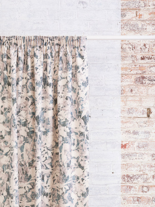 Dusk Blooms - Grey | Luxury Viscose Linen Pencil Pleat Curtains - The Honesty Works