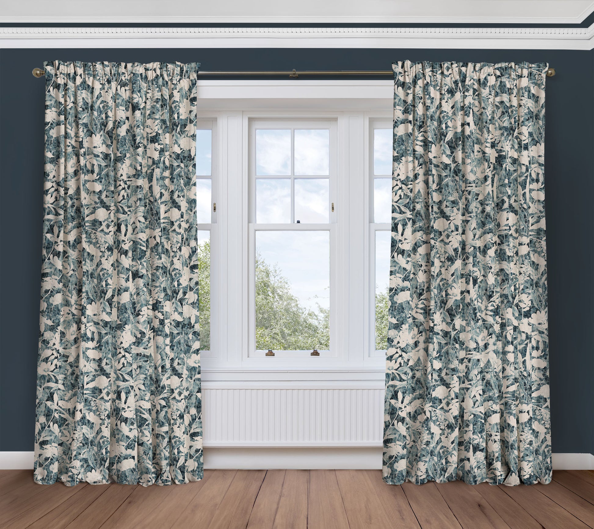 Dusk Blooms - Opal | Luxury Viscose Linen Pencil Pleat Curtains - The Honesty Works