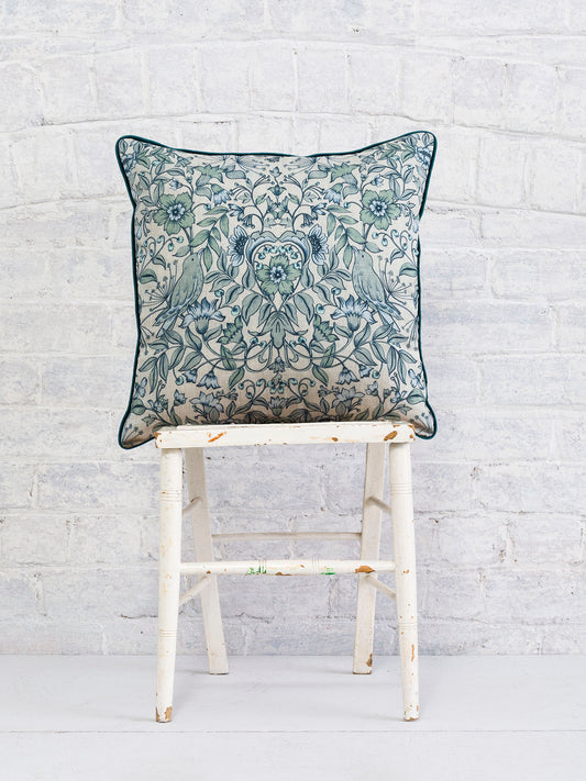 Hidden Valley - Blue | Luxury Piped Cushion 43cmx43cm - The Honesty Works