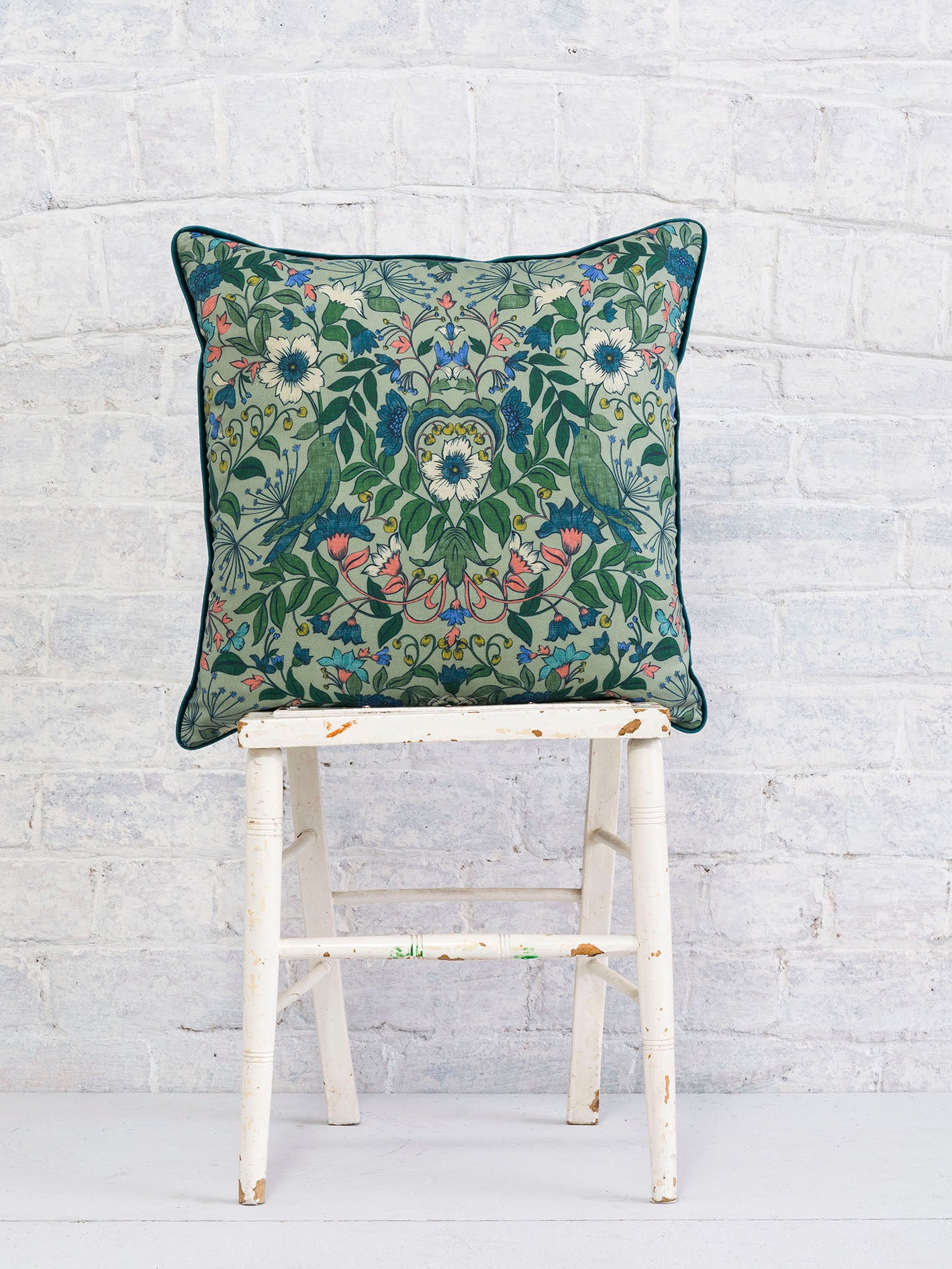 Hidden Valley - Green | Luxury Piped Cushion 43cmx43cm - The Honesty Works