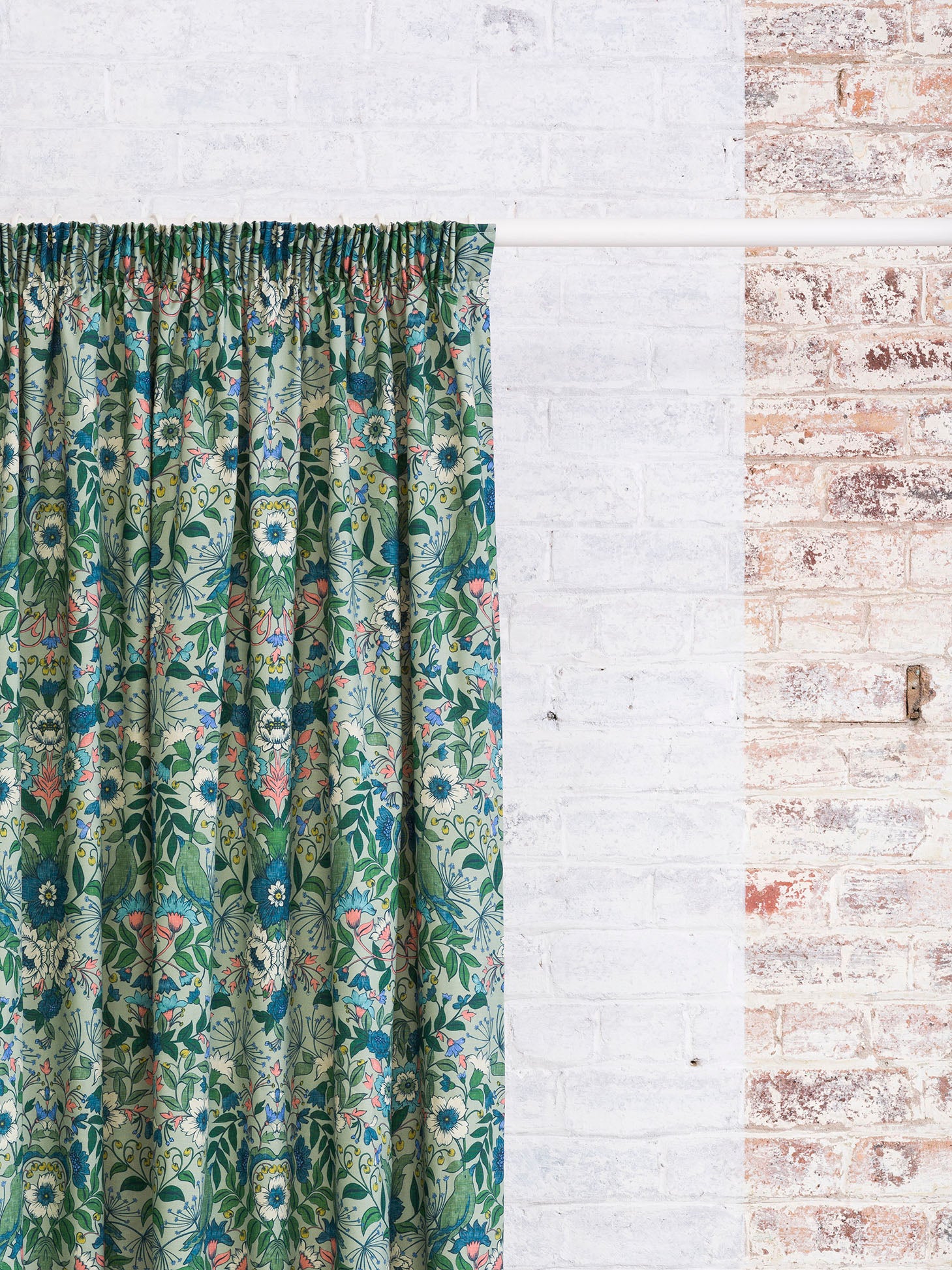 Hidden Valley - Green | Luxury Pencil Pleat Curtains - The Honesty Works