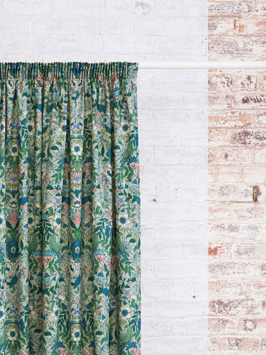 Hidden Valley - Green | Luxury Pencil Pleat Curtains - The Honesty Works