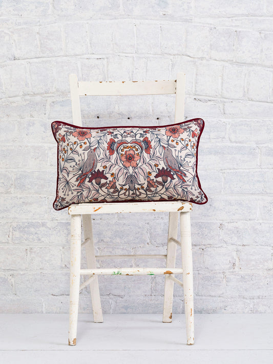 Hidden Valley - Red | Luxury Piped Cushion 30cmx50cm - The Honesty Works