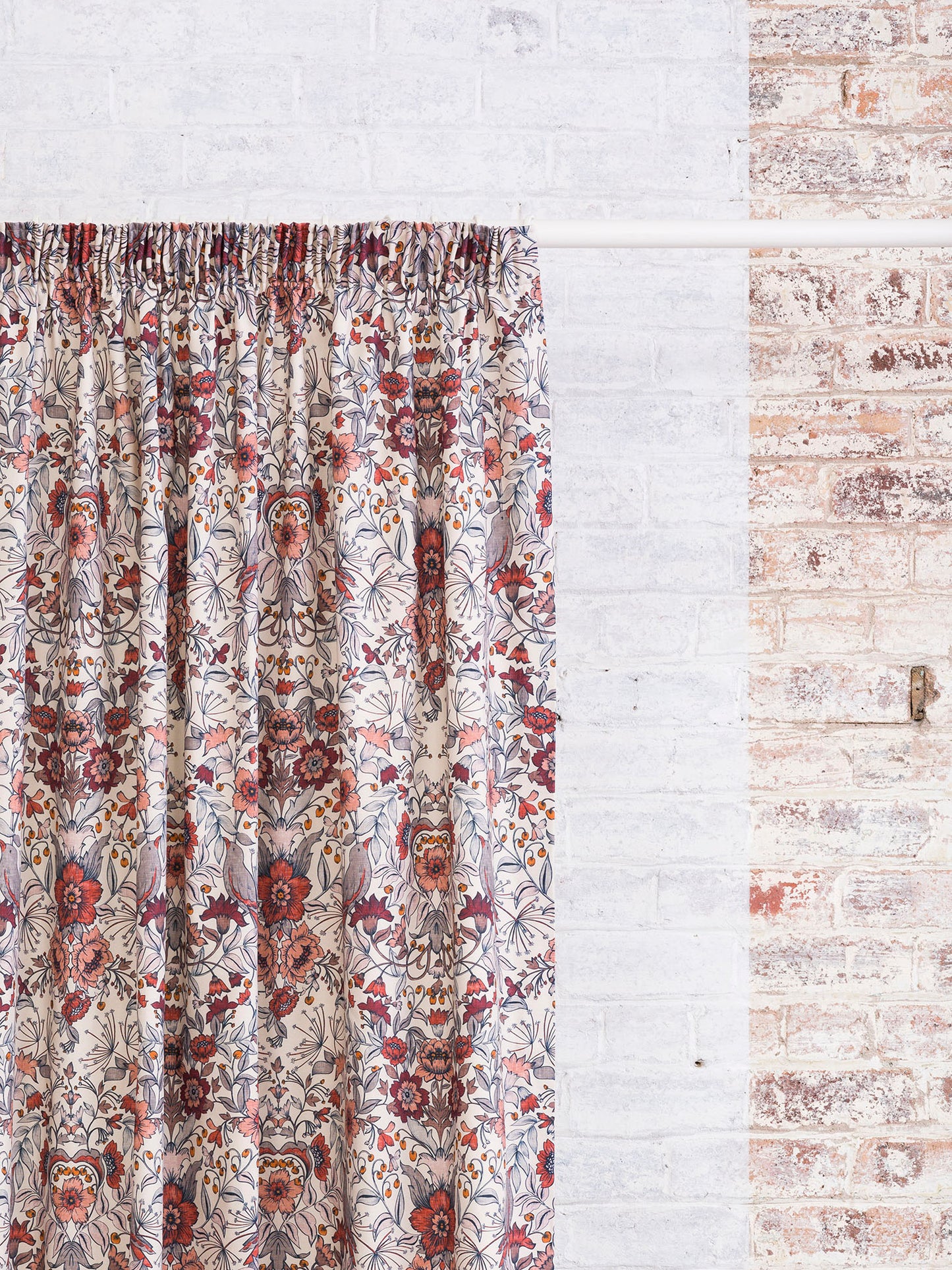 Hidden Valley - Red | Luxury Pencil Pleat Curtains - The Honesty Works