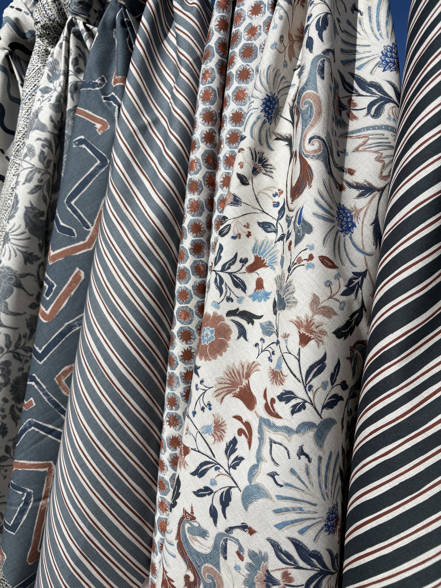 Morton Stripe - Dusty Blue | Luxury Pencil Pleat Curtains - The Honesty Works