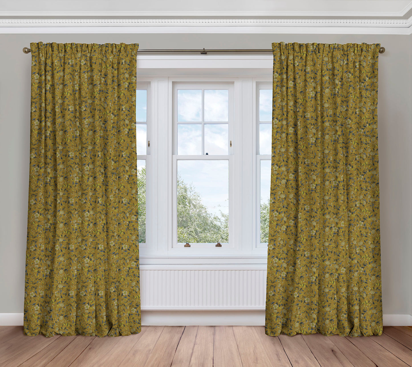 Kirkland Park - Gold  | Luxury Pencil Pleat Curtains - The Honesty Works