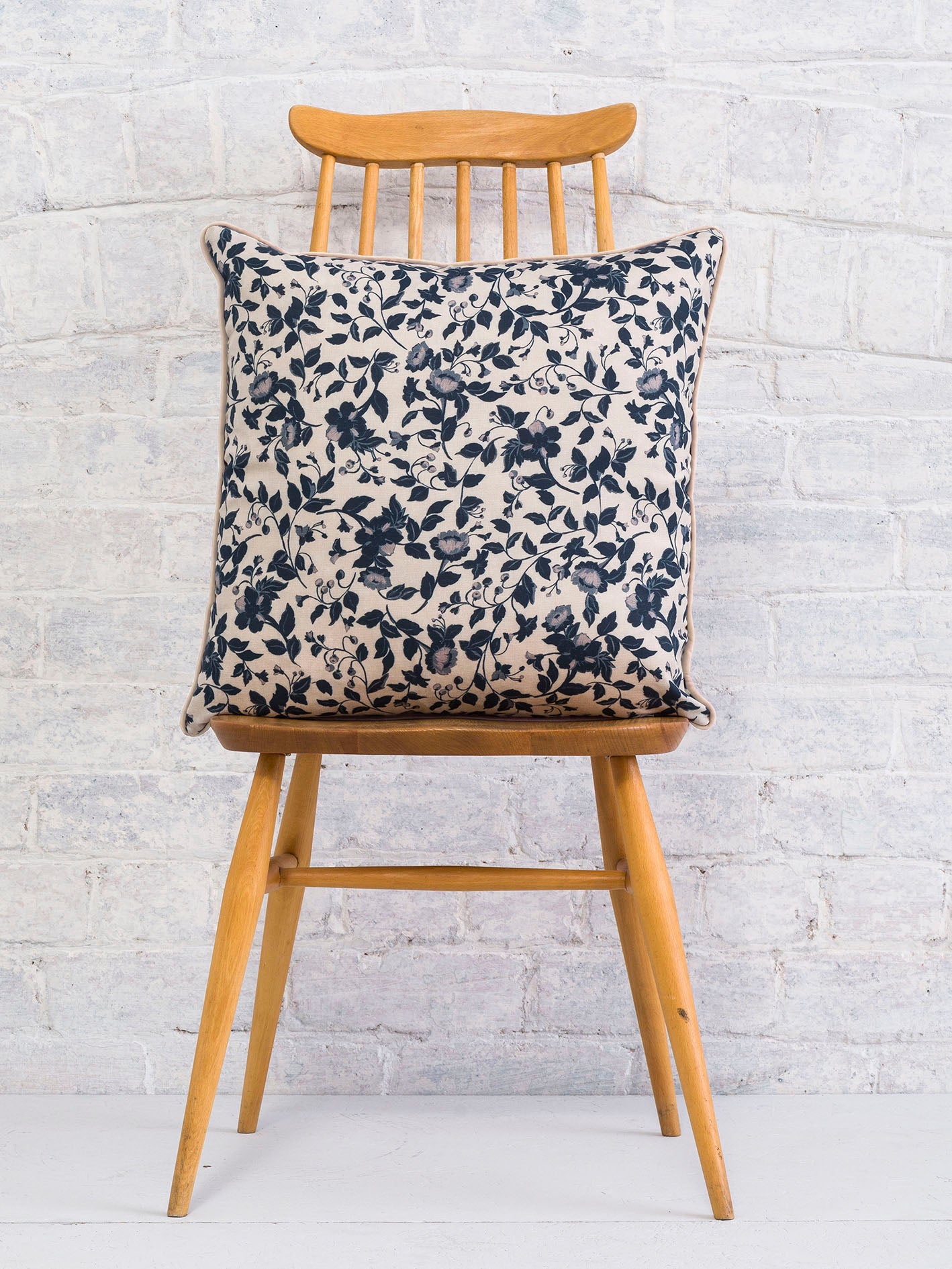 Kirkland Park - Navy | Luxury piped cushion 43cmx43cm - The Honesty Works