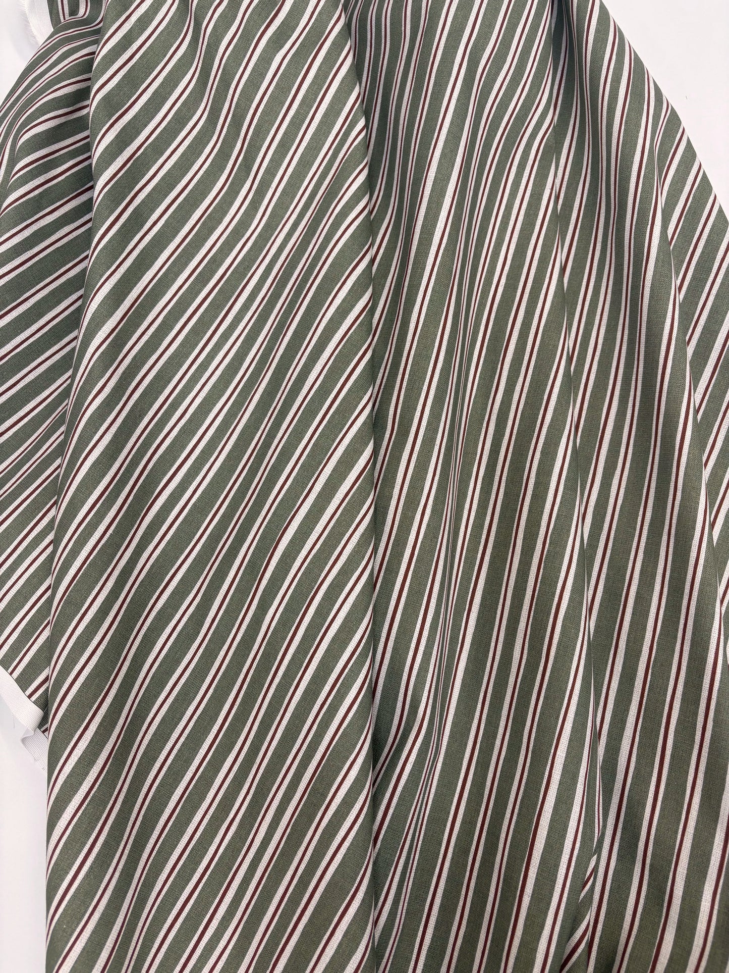 Morton Stripe - Moss | Luxury Pencil Pleat Curtains - The Honesty Works