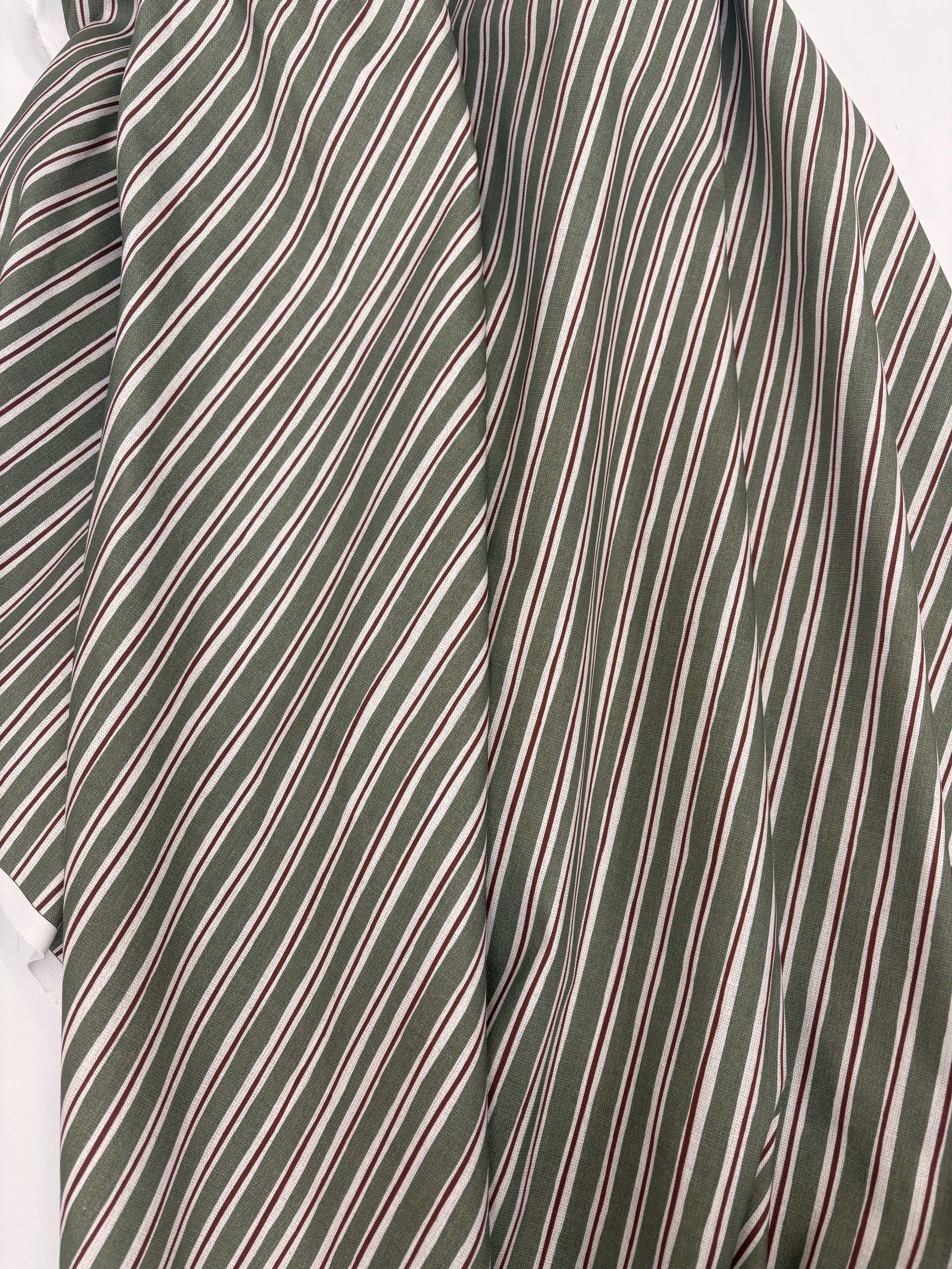 Morton Stripe - Moss | Luxury Pencil Pleat Curtains - The Honesty Works