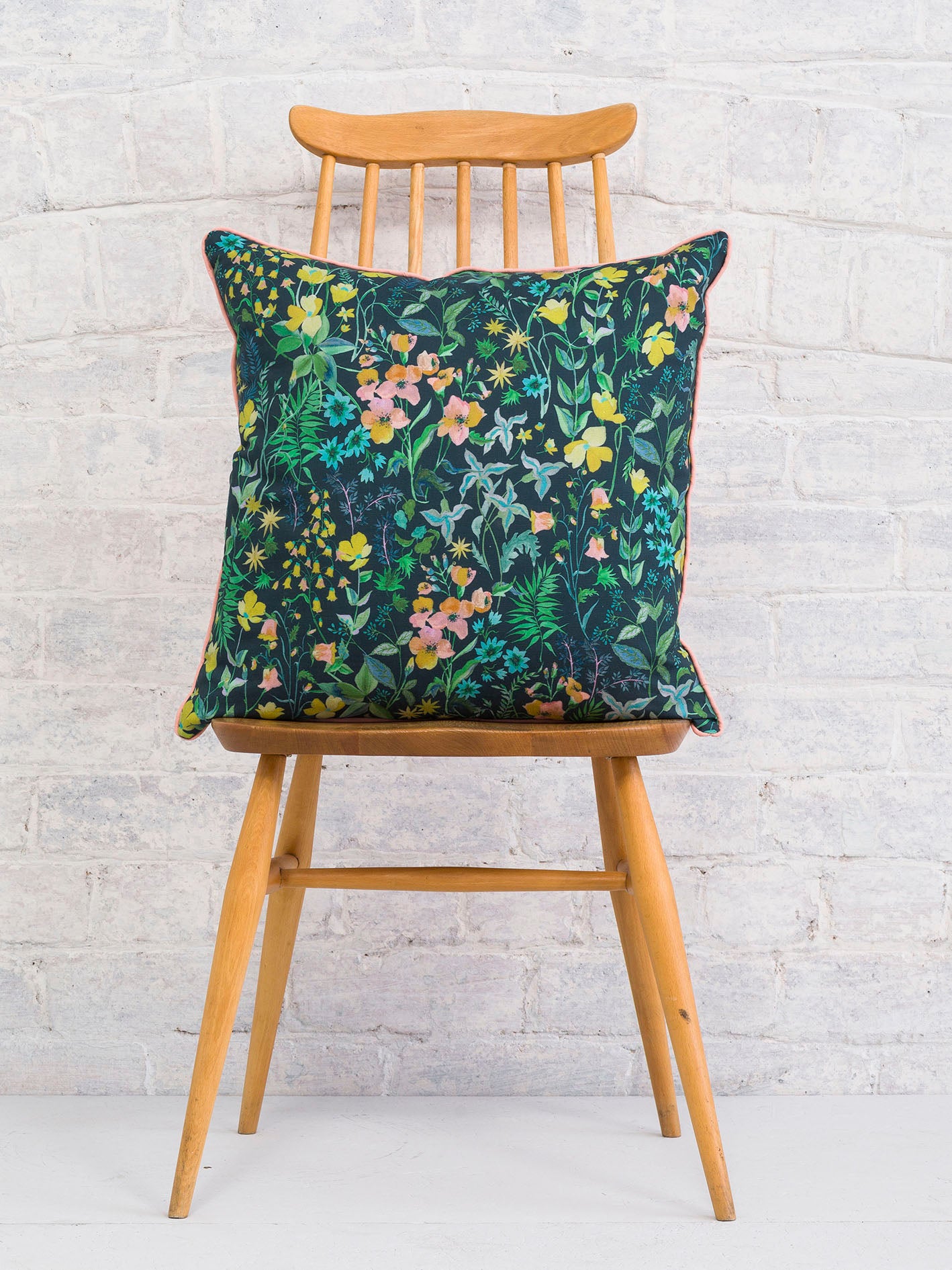 Meadow View - Green | Luxury Piped Cushion 43cmx43cm - The Honesty Works