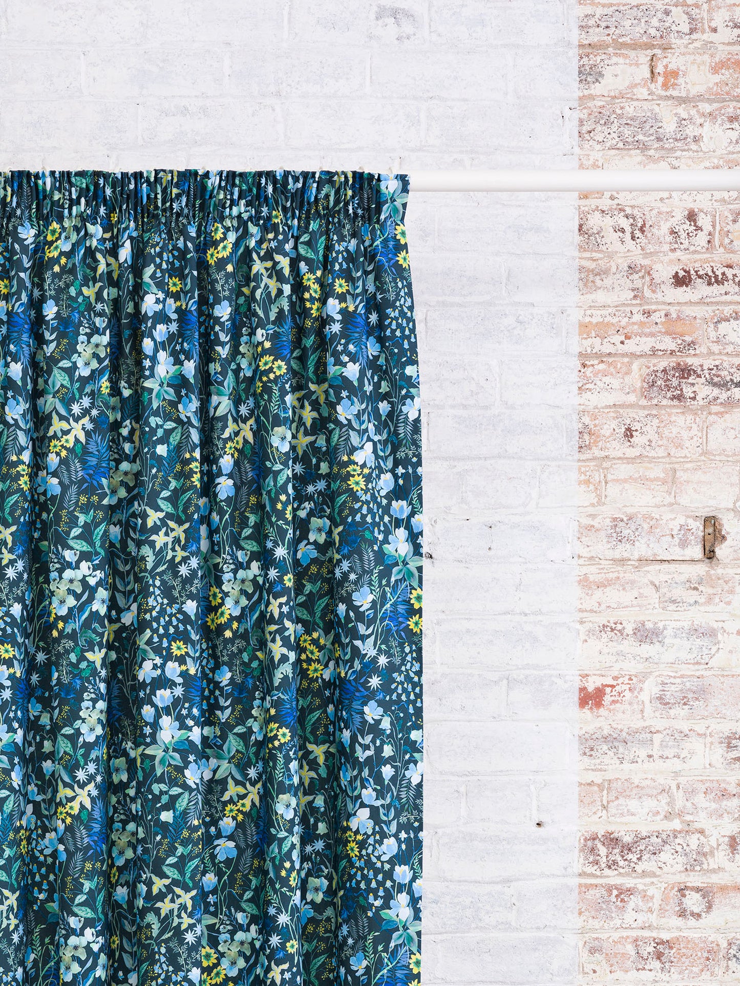 Meadow View - Navy | Luxury Pencil Pleat Curtains - The Honesty Works