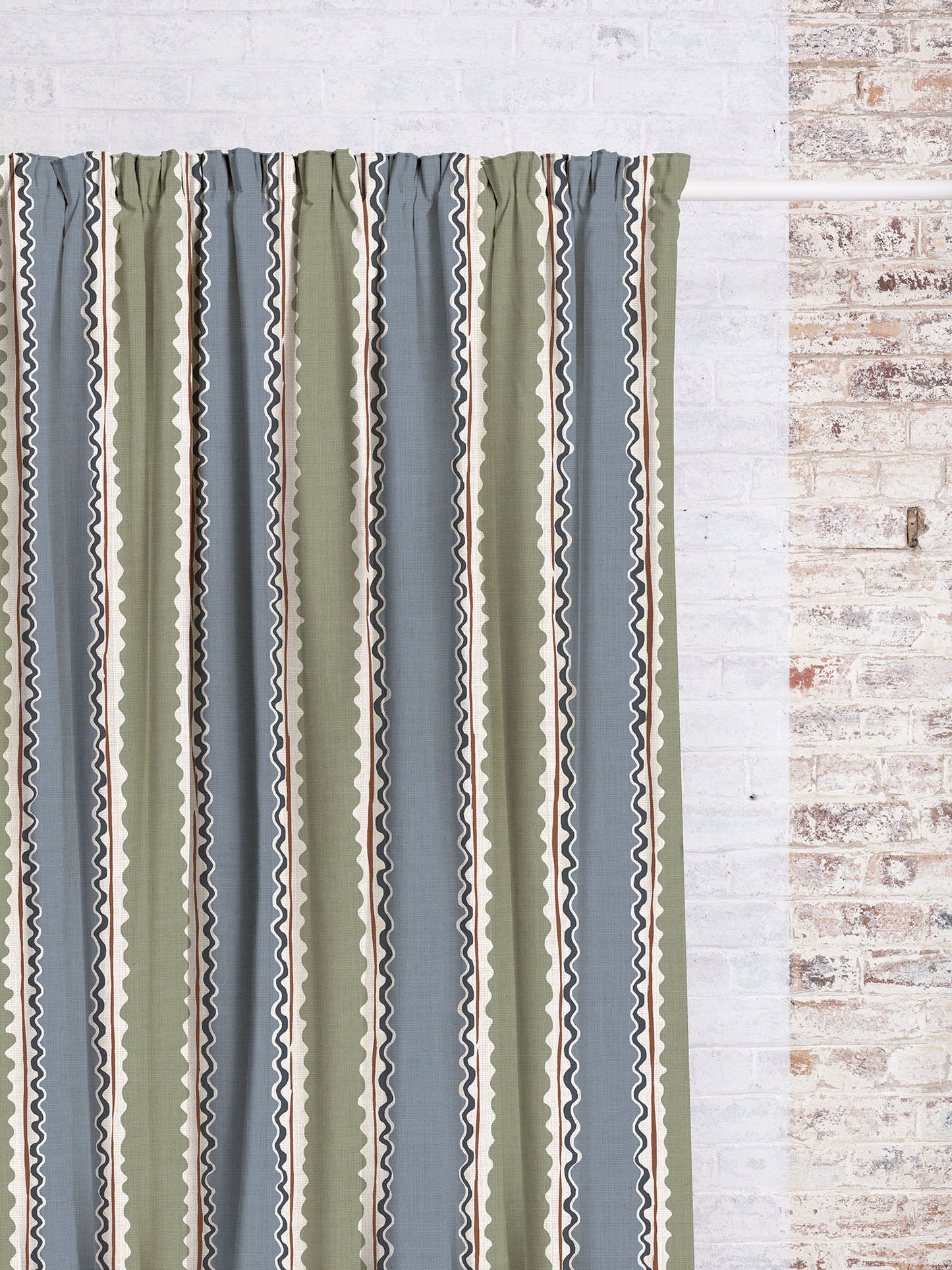 Soranna Stripe - Blue Moss | Luxury Pencil Pleat Curtains