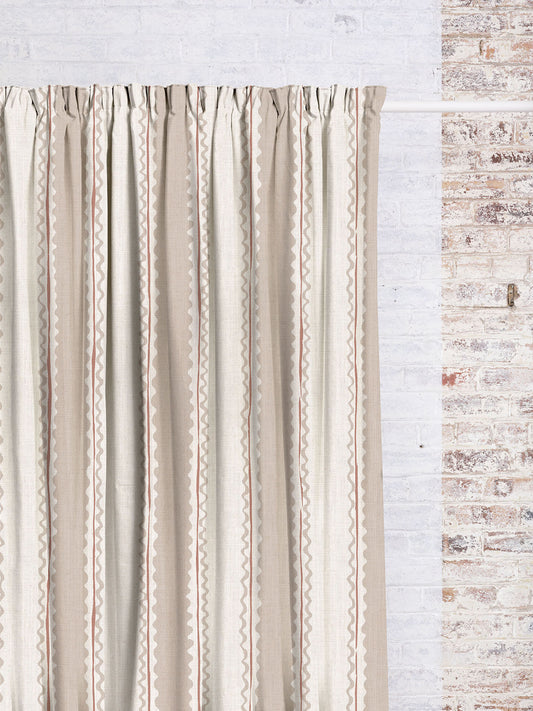 Soranna Stripe - Oat | Luxury Pencil Pleat Curtains