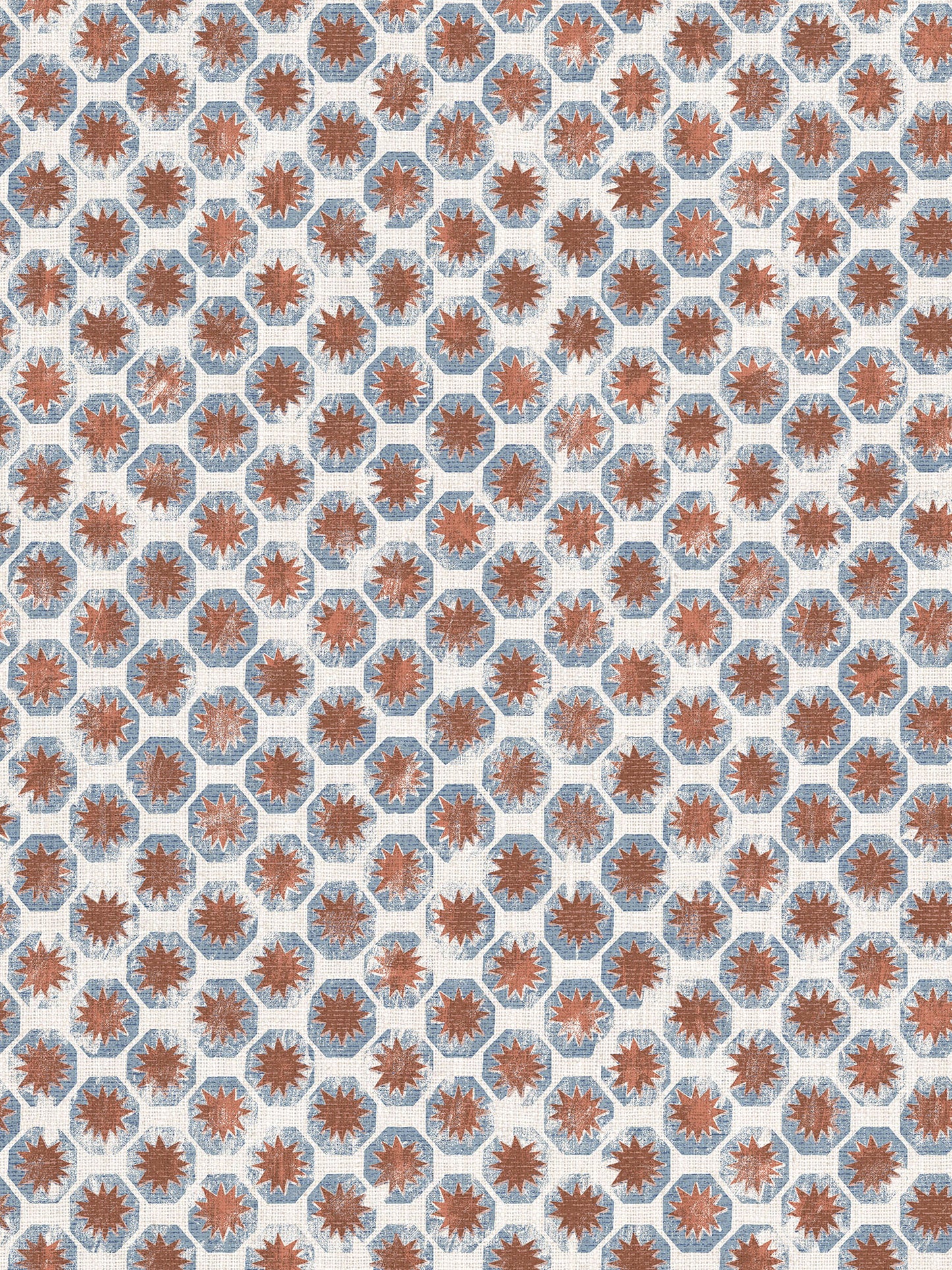 Astrid Geo - Rust Blue | Luxury Pencil Pleat Curtains - The Honesty Works